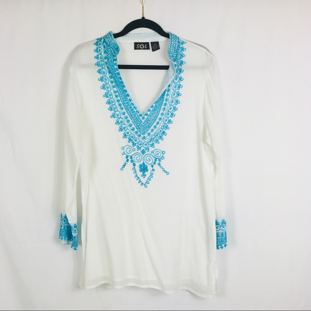 Turquoise & White Tunic